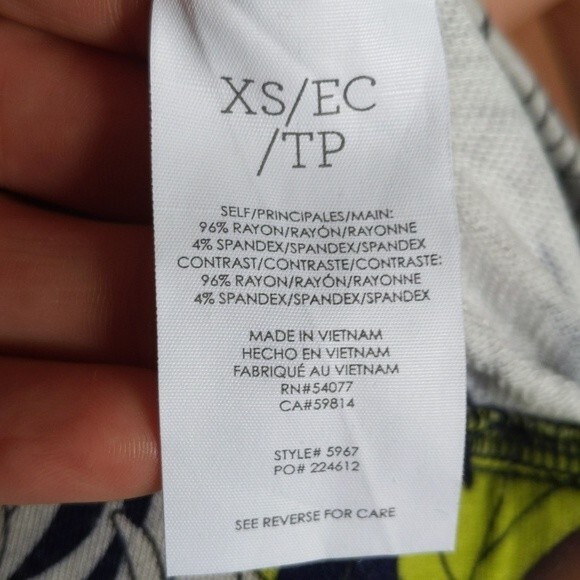 CAbi No Sweat shorts, navy blue, chartreuse yellow, grey/white, 4" inseam XS - Picture 6 of 7